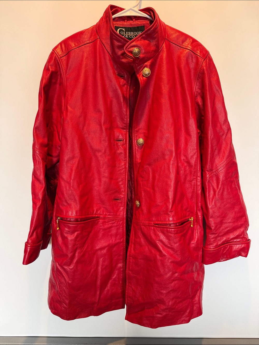 Colebrook Red Leather Mid-Length Jacket